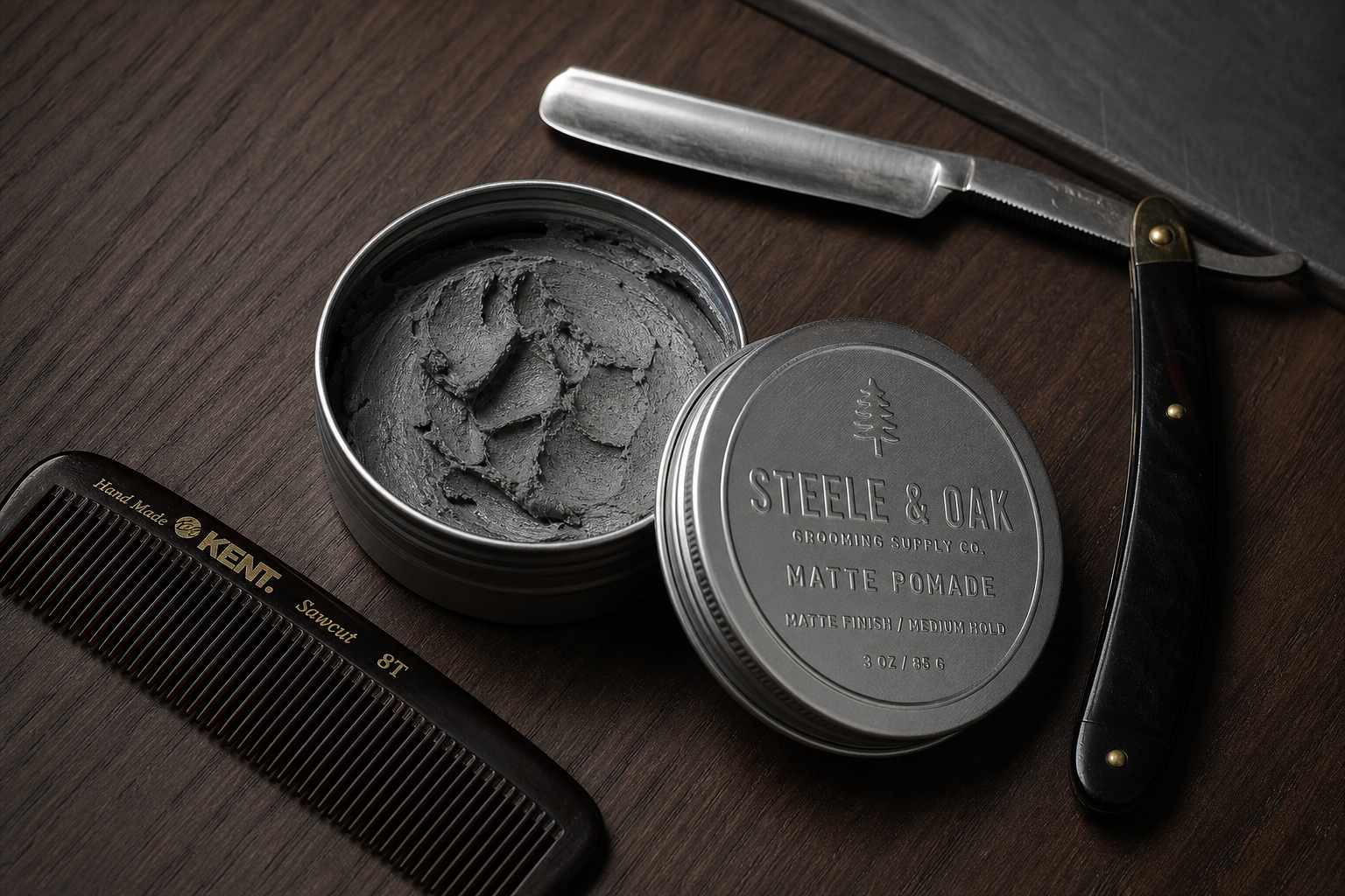 Example generated from “Steele & Oak Pomade Tin — API Models · CC BY 4.0”