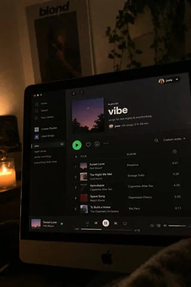 Example generated from “Spotify Playlist Screen at Night”