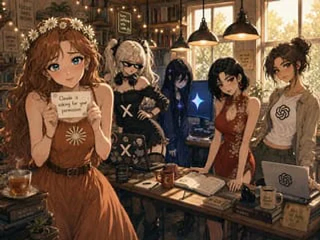 Example generated from “Cozy AI Agents Studio Group Portrait”
