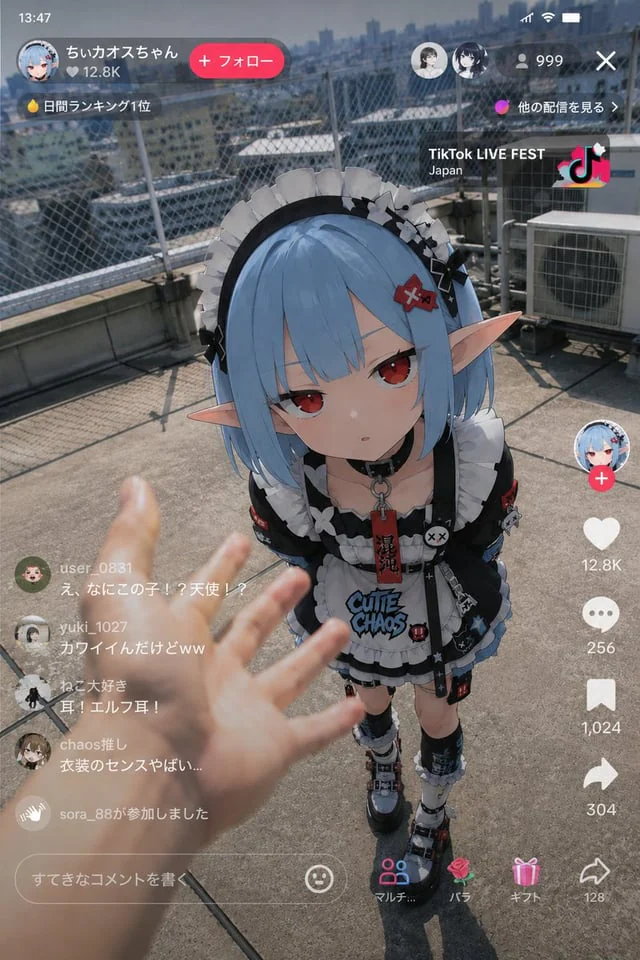 Example generated from “Anime Character Real-World Stream i2i”