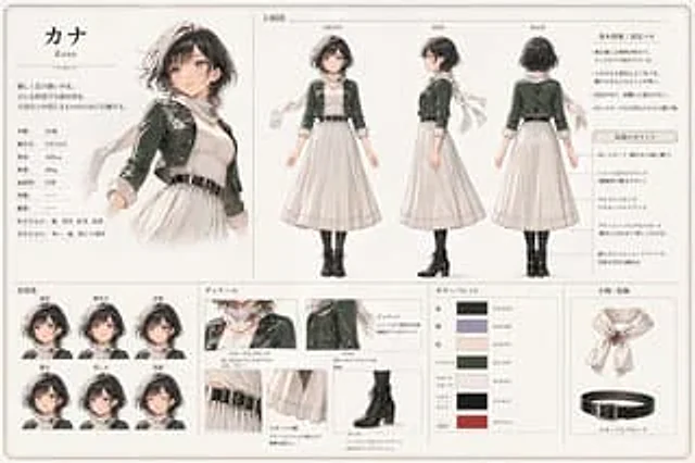 Example generated from “Kana Anime Character Reference Sheet”