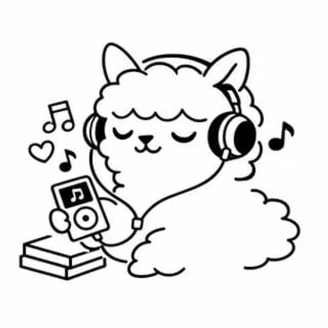 Example generated from “Line Art Animal Listening to Music”