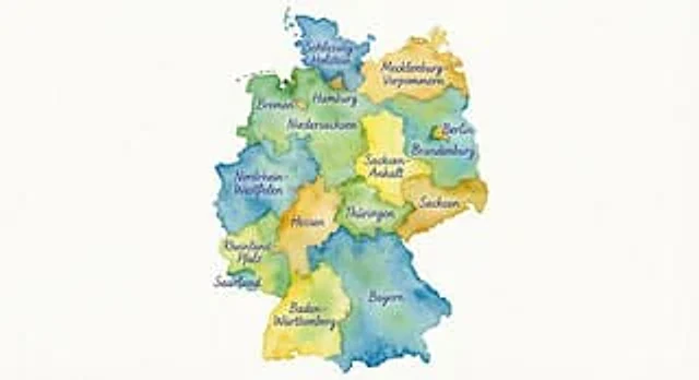 Example generated from “Watercolor map of Germany with labeled states”