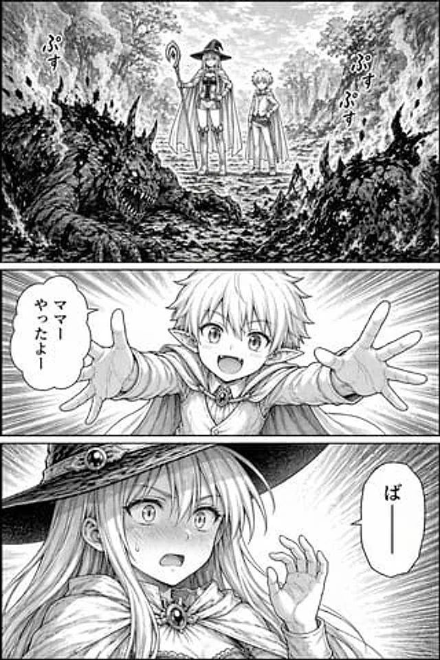 Example generated from “Fantasy Manga Page in Forest”