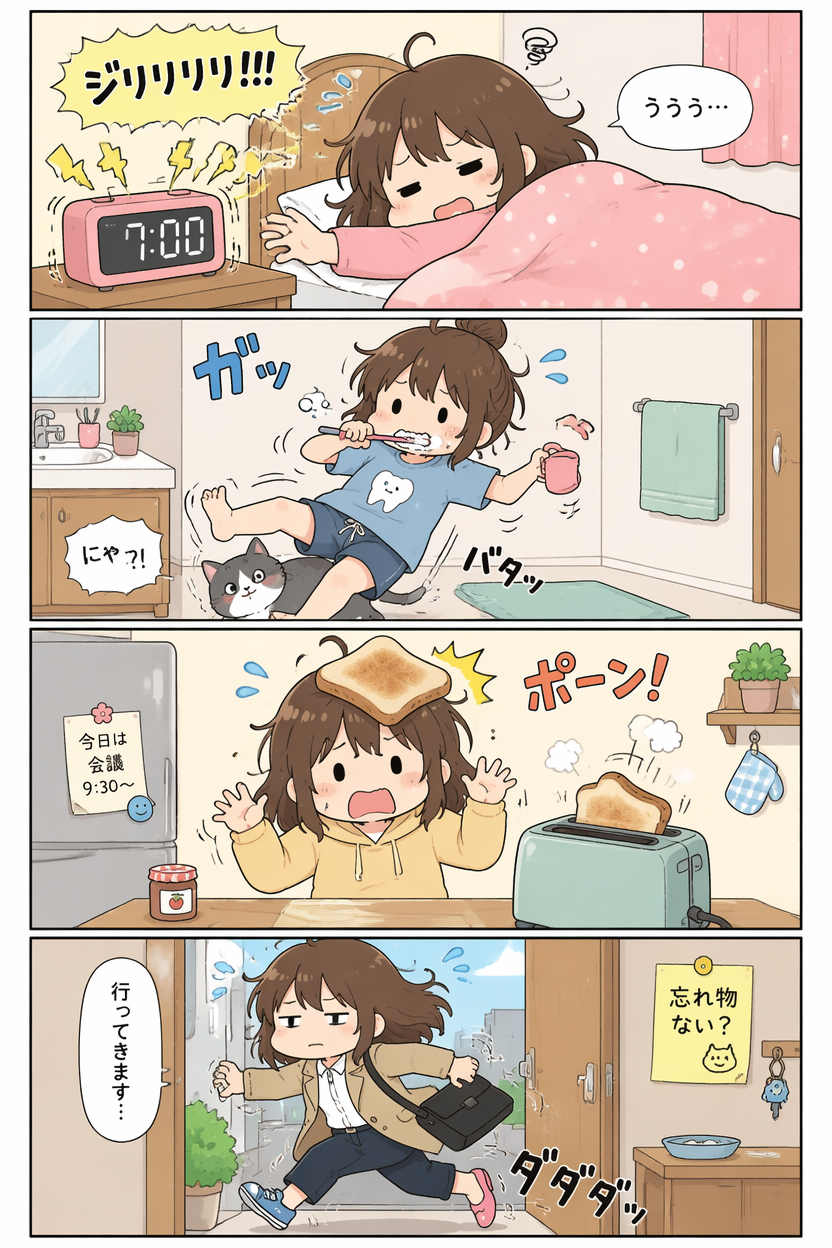 Example generated from “Morning Routine 4-Koma — API Models · CC BY 4.0”
