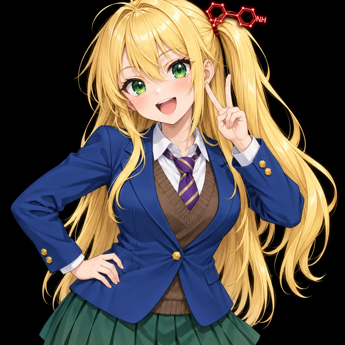 Example generated from “佩戴分子发夹的动漫女学生”