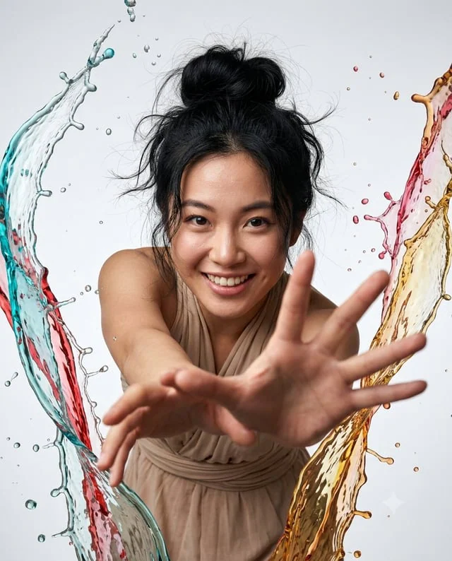Example generated from “Social Media Post - Cinematic Fantasy Portrait with Fluid Splashes”