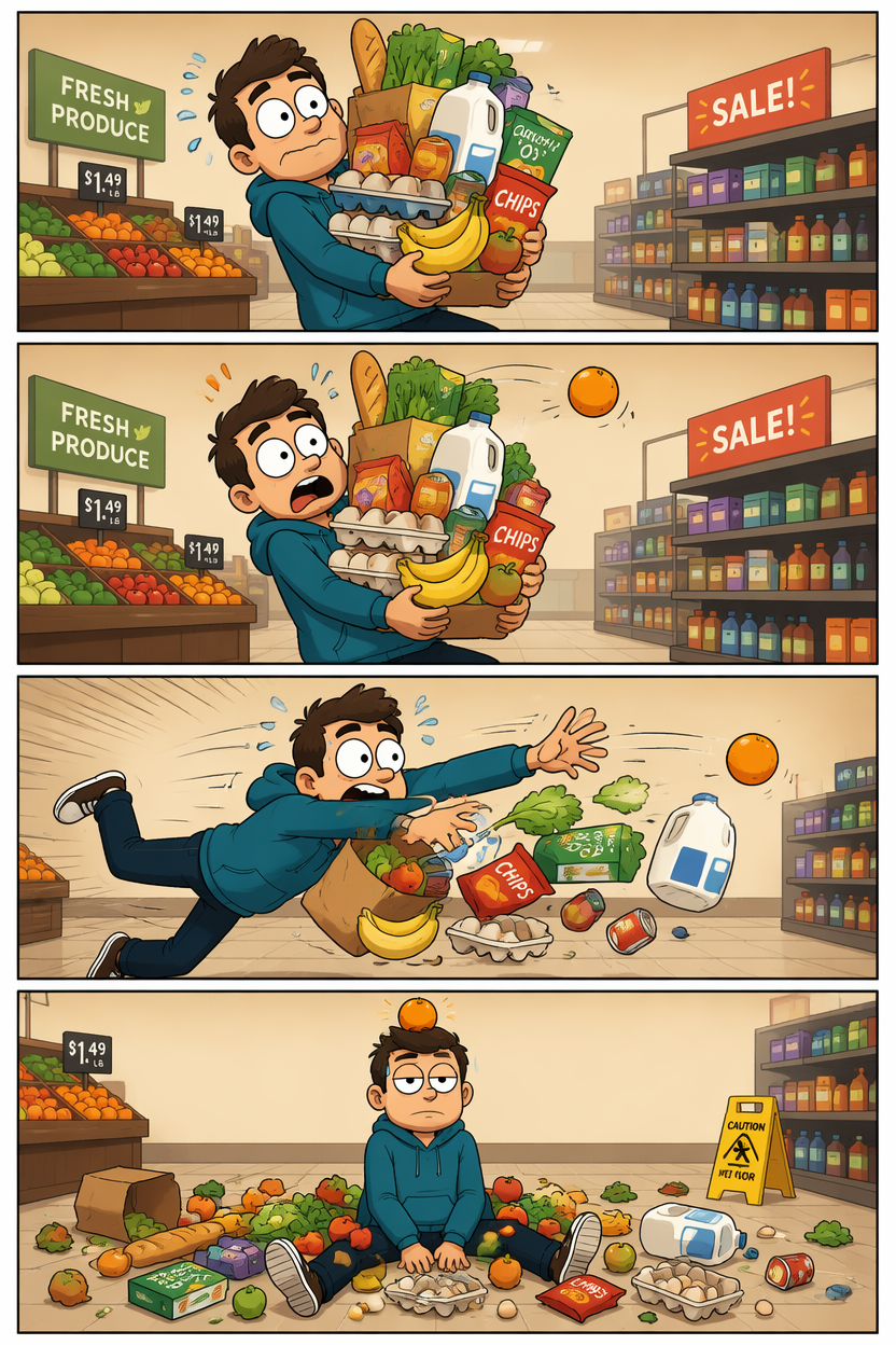 Example generated from “Grocery Run Mishap 4-Koma — API Models · CC BY 4.0”