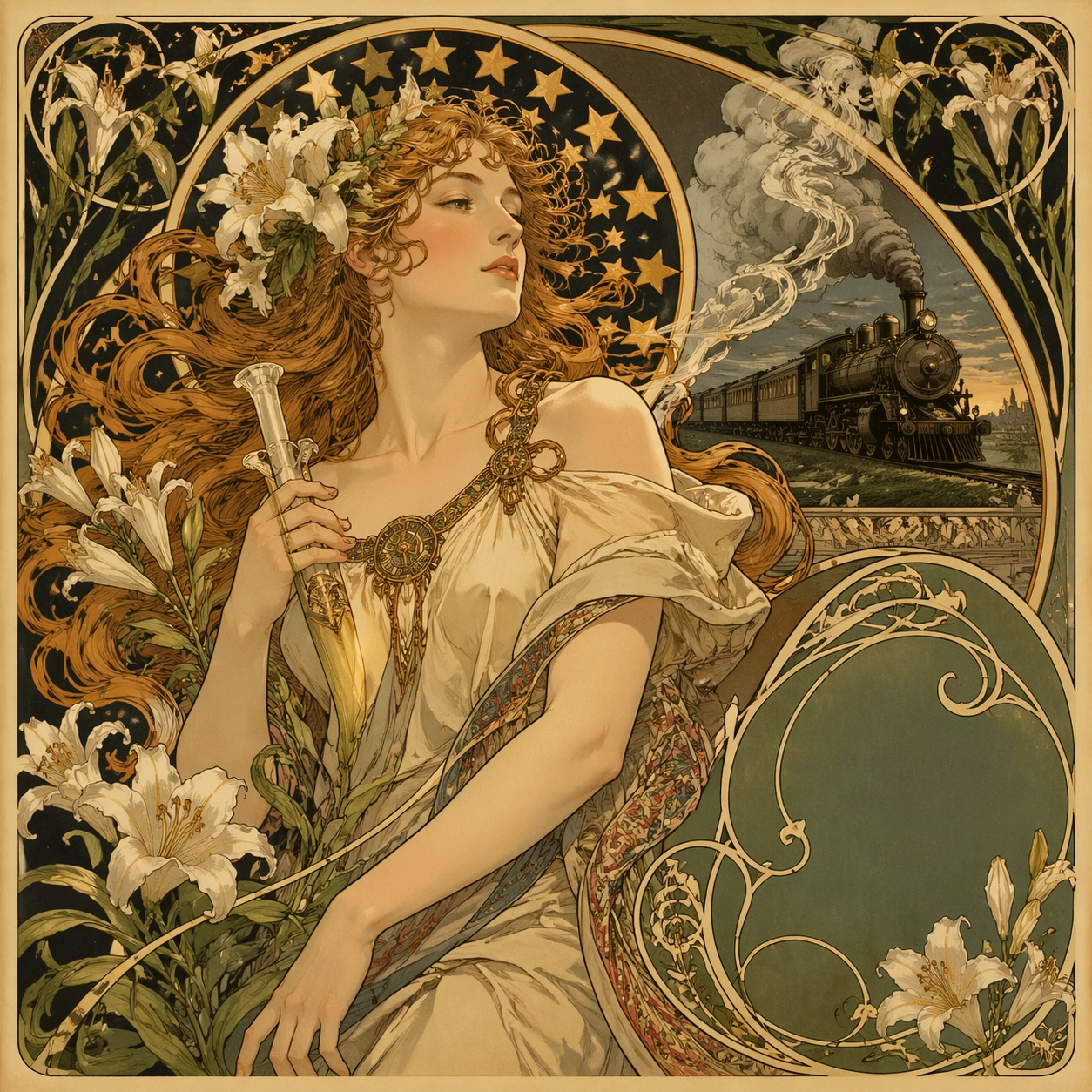 Art Nouveau Railway Poster Study — ChaosRealmsAI · MIT