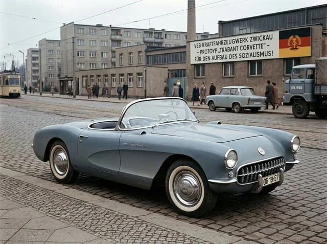 Example generated from “Infographic / Edu Visual - GDR Alternate History Car Design”
